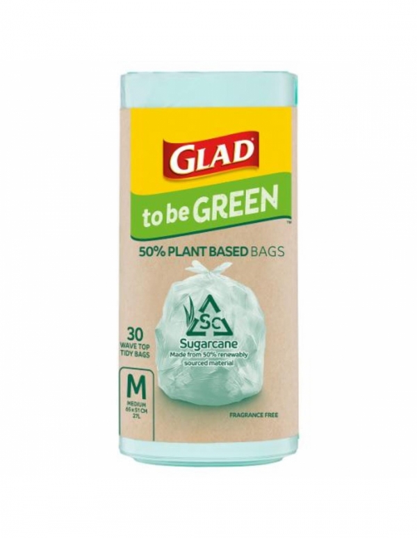 Glad Kitchen Tidy Wavetop Bags 50% Plant Based Medium 30 Pack