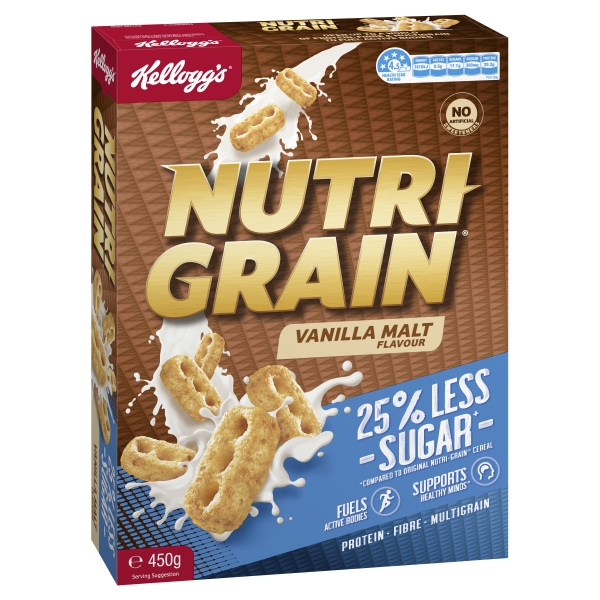 Kellogg's Nutri-Grain 25% Less Sugar Vanilla Malt 450g