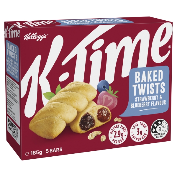 Kellogg's K-Time Twists Strawberry Blueberry 5 Pack 185g
