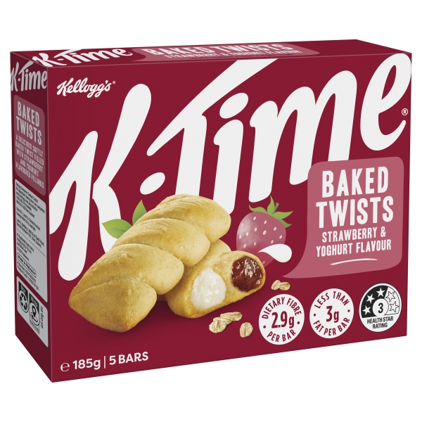Kellogg's K-Time Twists Yoghurt Strawberry 5 Pack 185g