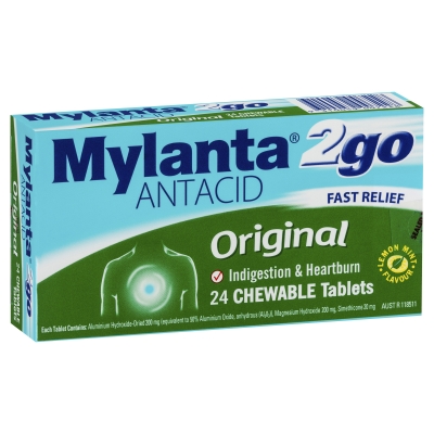 Mylanta 2 Go Antacid Original Chewable Tablets 24 Pack