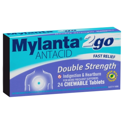 Mylanta 2 Go Antacid Double Strength 24 Tablets