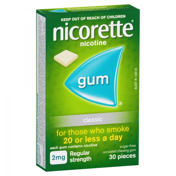 Nicorette Regular Strength Nicotine Gum Classic 30 Pack