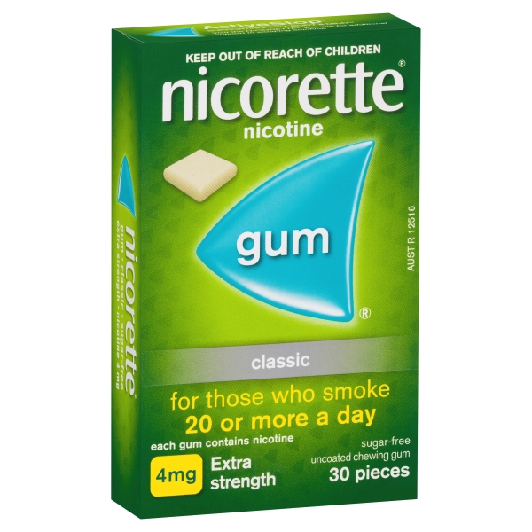 Nicorette Extra Strength Nicotine Gum Classic 30 Pack