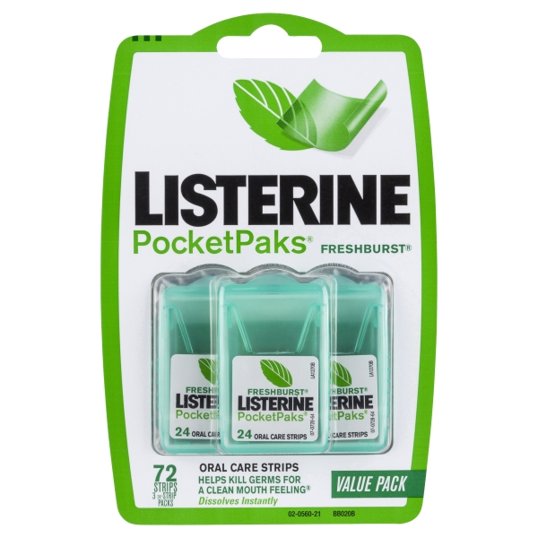 Listerine PocketPaks Freshburst Oral Strips 72 Pack