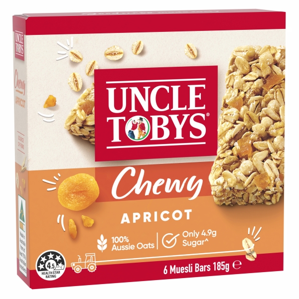 Uncle Tobys Muesli Bars Chewy Apricot 6 Pack 185g
