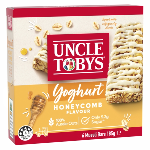 Uncle Tobys Muesli Bars Yoghurt Honeycomb 6 Pack 185g