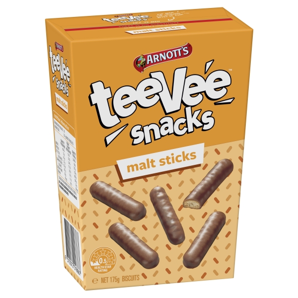 Arnott's Tee Vee Snacks Chocolate Malt Sticks 175g