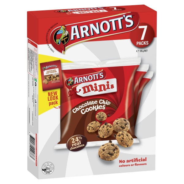 Arnott's Minis Chocolate Chip Cookies 7 Pack 175g