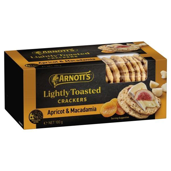 Arnott's Lightly Toasted Crackers Apricot & Macadamia 100g