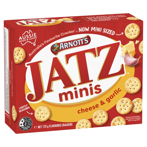 Arnott's Jatz Minis Crackers Cheese & Garlic 170g