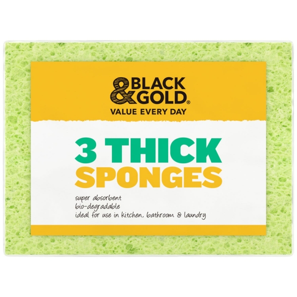 Black & Gold Sponges Thick 3 Pack