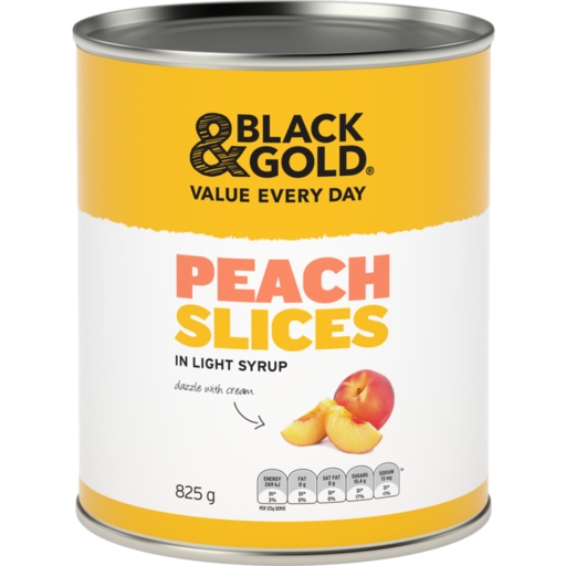 Black & Gold Peaches Slices in Light Syrup 825g