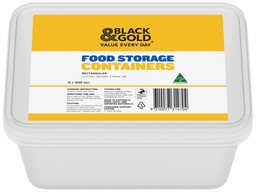 Black & Gold Food Storage Containers Rectangle 1lt 3 Pack