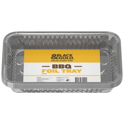 Black & Gold Foil Tray BBQ 4 Pack