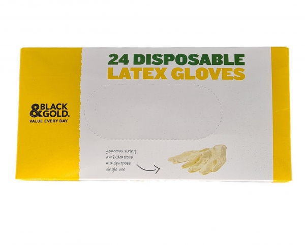 Black & Gold Latex Gloves 24 Pack