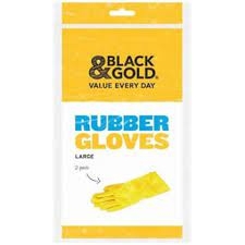 Black & Gold Rubber Gloves Large 2 Pack
