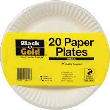 Black & Gold Paper Plate Uncoated 180mm 20 Pack