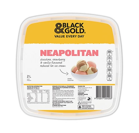 Black & Gold Ice Cream Neapolitan 2lt | Adelaide's Finest Supermarkets