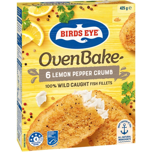 Birds Eye Oven Bake Lemon Pepper Fish Fillet 6 Pack 425g