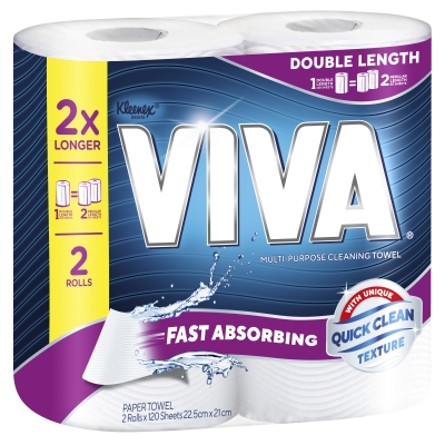 Viva Paper Towel Double Length White 2 Pack