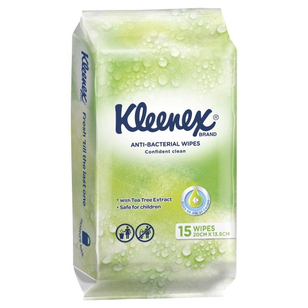 Kleenex Anti Bacterial Wipes 15 Pack