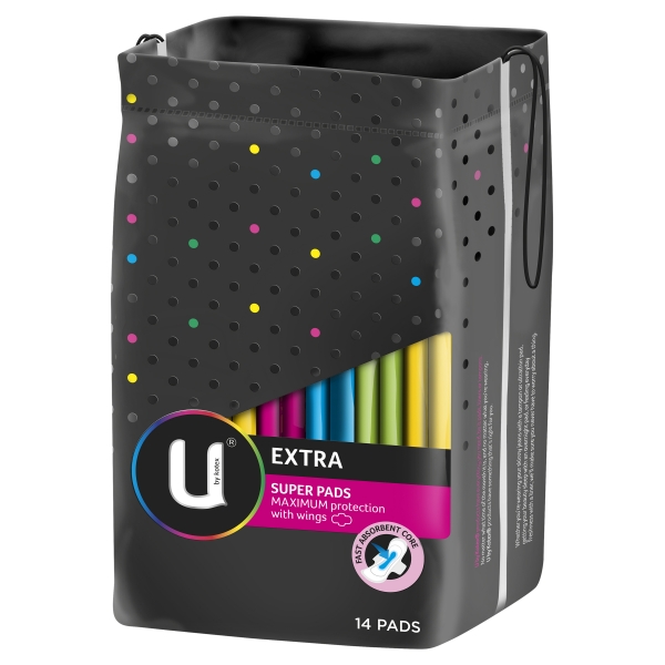 U By Kotex Extra Pads Wings Super 14 Pack