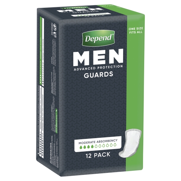 Depend Men's Incontinence Guards Moderate Absorbency 12 Pack
