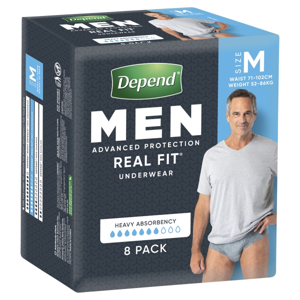 Depend Real Fit Underwear Men Medium 8 Pack