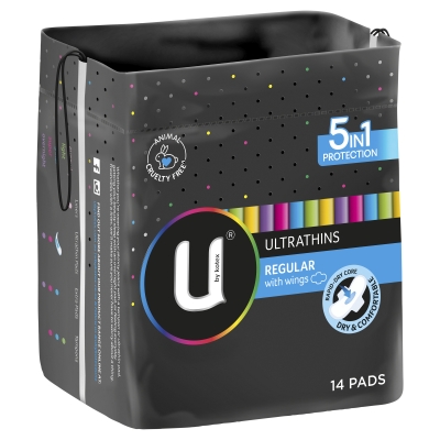 U By Kotex Ultrathins Pads Wings Regular 14 Pack