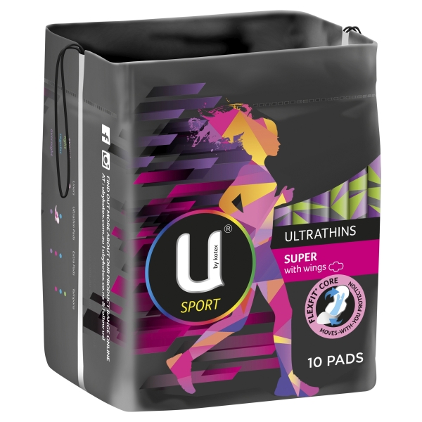 U By Kotex Sport Ultrathins Pads Wings Super 10 Pack