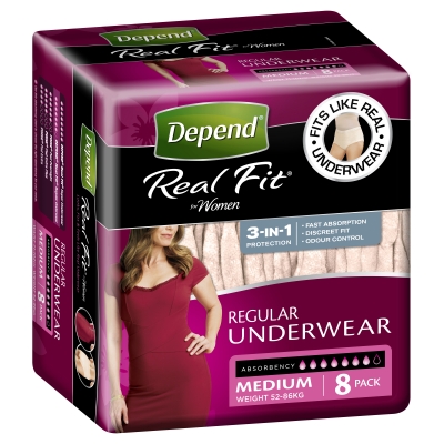 Depend Real Fit Underwear Female Medium 8 Pack