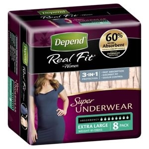 Depend Real Fit Super Underwear Women Extra Large 8 Pack