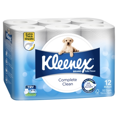 Kleenex Toilet Roll Complete Clean 12 Pack
