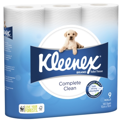 Kleenex Toilet Roll Complete Clean 9 Pack