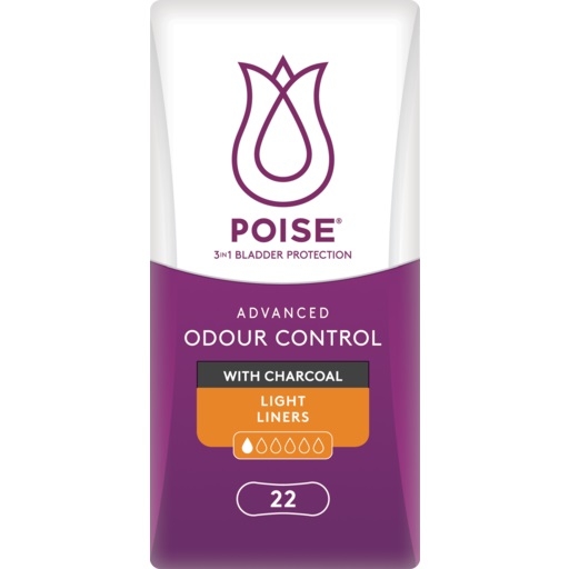 Poise Charcoal Liners Light 22 Pack