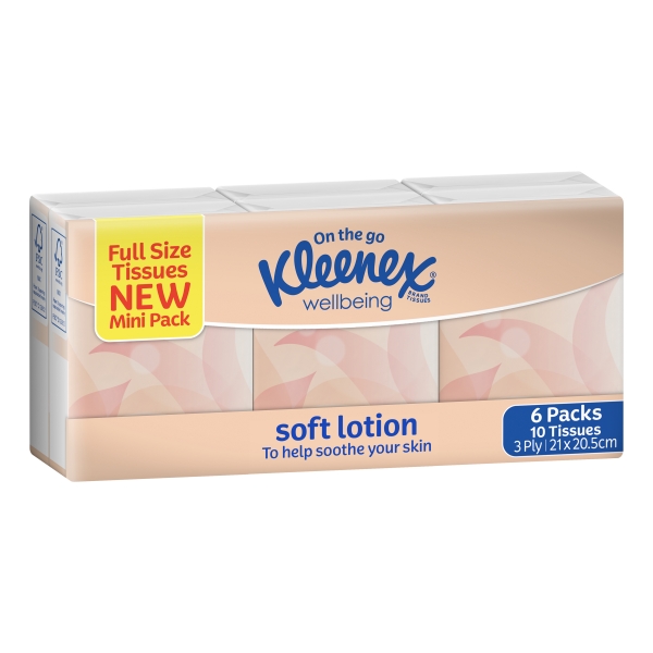 Kleenex Tissues Soft Lotion Pocket Pack 6 Pack