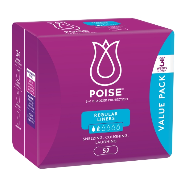Poise Liners For Bladder Leaks Regular 52 Pack