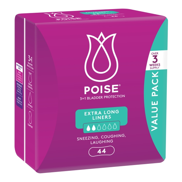 Poise Liners Extra Long 44 Pack