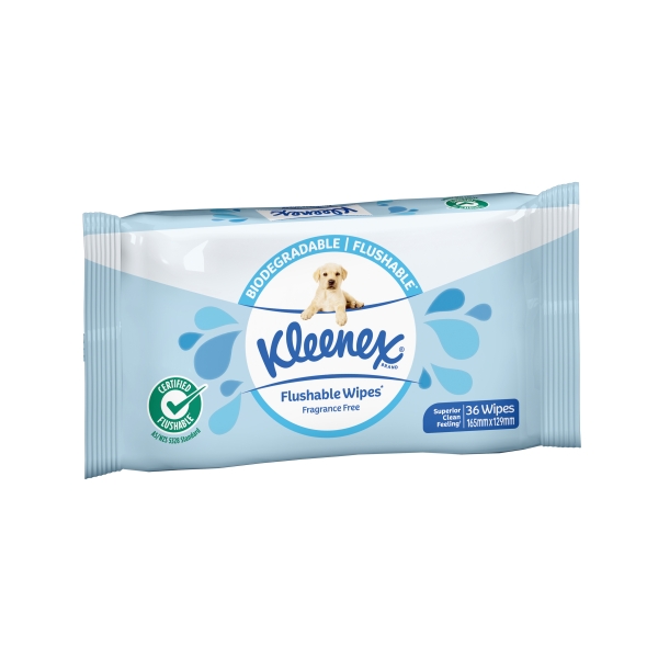 Kleenex Flushable Wipes Fragrance Free 36 Pack
