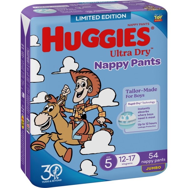 Huggies Nappy Pants Boy Size 5 12-17kg 54 Pack