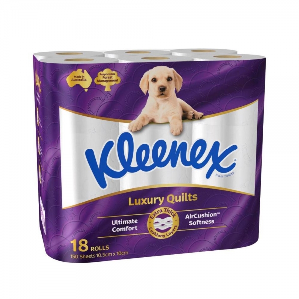 Kleenex Toilet Paper Luxury Quilts 3 Ply 18 Pack