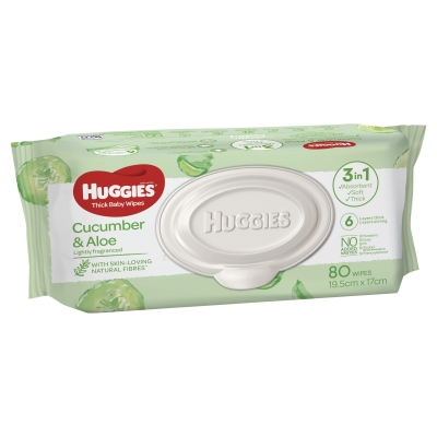 Huggies Baby Wipes Cucumber & Aloe 80 Pack