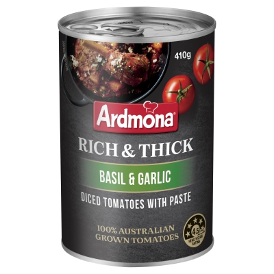 Ardmona Rich & Thick Diced Tomatoes Basil & Garlic 410g