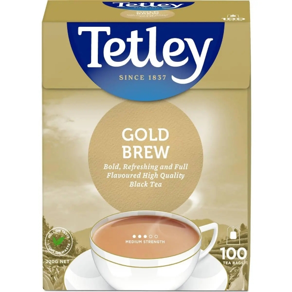 Tetley Tea Bags Pure Black Gold 100 Pack 220g