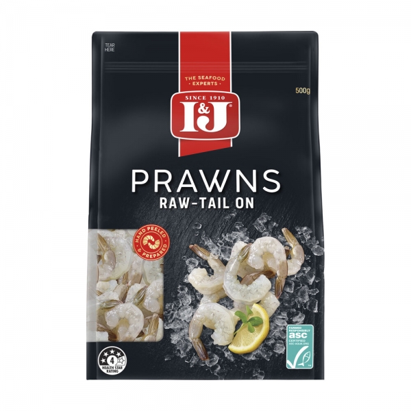 I & J Raw Prawns Tail On 500g