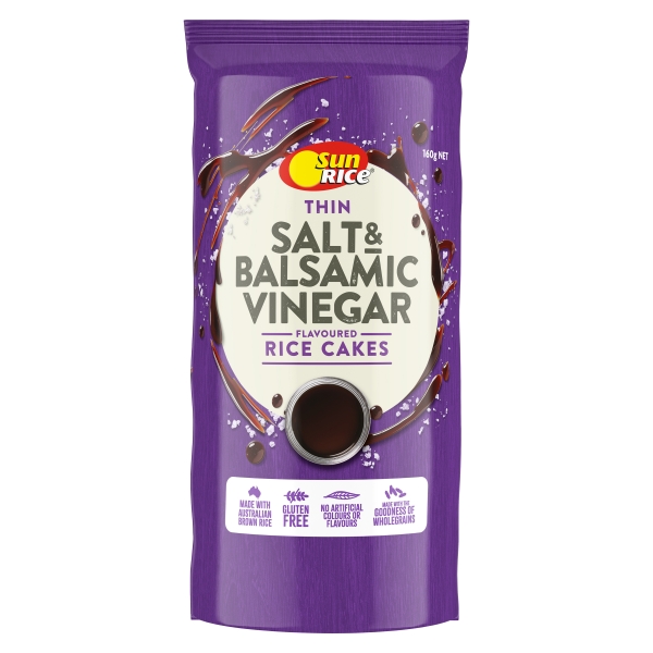 Sunrice Thin Rice Cakes Salt & Balsamic Vinegar 160g