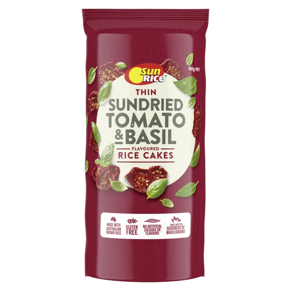 Sunrice Thin Rice Cakes Sundried Tomato & Basil 160g