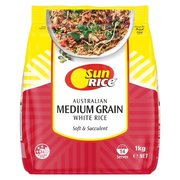 Sunrice White Rice Medium Grain 1kg