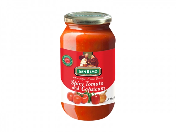 San Remo Spicy Tomato & Capsicum Pasta Sauce 500g